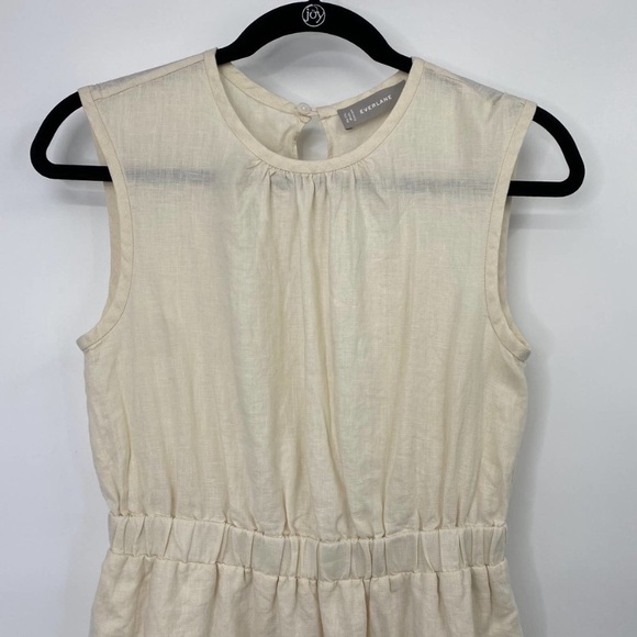 Everlane Tiered Linen Sleeveless Midi Dress Open Back Fit and Flare Ivory New 0 - Picture 4 of 7